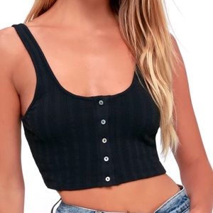 Free People Knit Black Crop Top